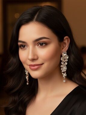 Fashion Crystal Drop Earrings in Gold - Elegant Women's Jewelry